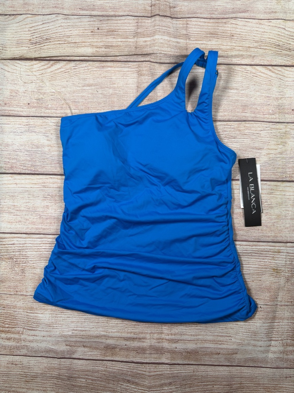 La Blanca Electric Blue One-Shoulder Tankini‎ Top with slimming Tummy Control
